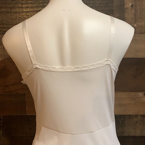 Vintage White Lacy Nylon Full Slip Dress Sz Small - Picture 8 of 13